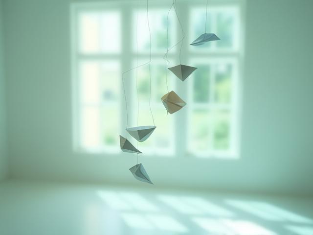 Mobile décoratif 'Équilibres Aériens' en papier plissé